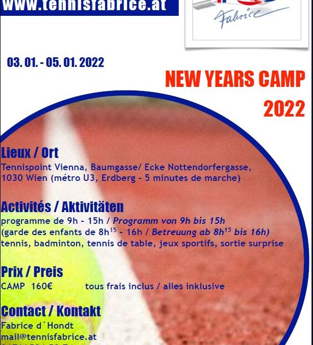 Stage de tennis avec Fabrice (janvier 2022) -5% pour les membres UPEL